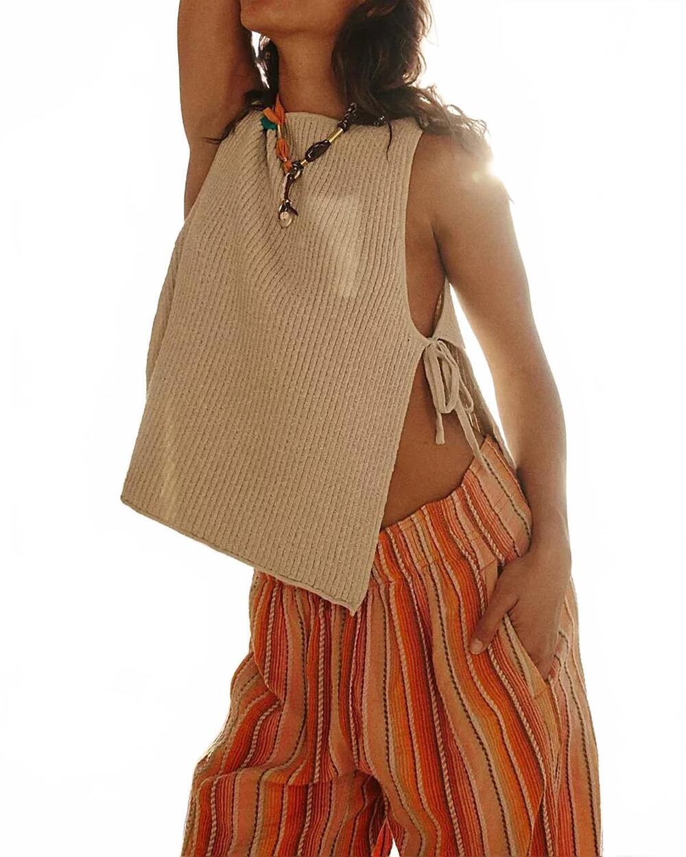 NEW FREE PEOPLE lizzie sweater top in natural combo